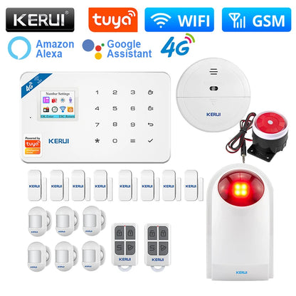 KERUI W184 Home Smart Security Alarm System WiFi 4G GSM Wireless Tuya Control App 1.7 Inch Color Screen Voice Prompt Host