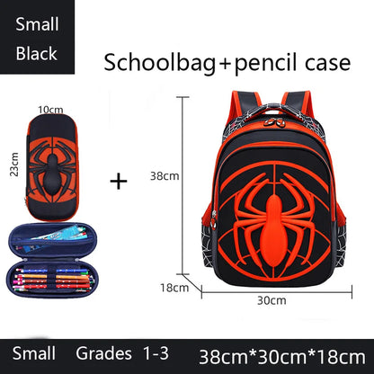 Spider Backpack+Pencil Case Set for Boys School Bag Elementary for Kids School Bag Cartoon Waterproof Primary Backpack