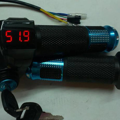 12V-96V E Bike Twist Throttle With Handle For Electric Bike Throttle With LCD Display Indicator Gas Handle Throttle Lock Key