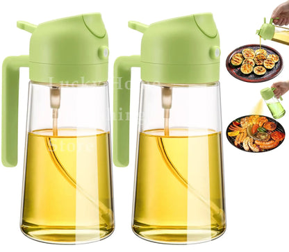 1-2PCS 2in1 Spray Oil Dispenser Oil Jar Cruet BBQ 500ml Plastic Spray Sprayer Bottle Kitchen Baking Roasting Picnic Kitchen Tool
