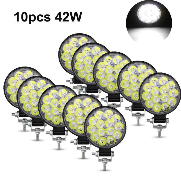 NLpearl 42W 48W Mini LED Work Light 12V 24V LED Light Bar Off Road Spotlight for Jeep Truck 4X4 Car SUV ATV Barra LED Headlights