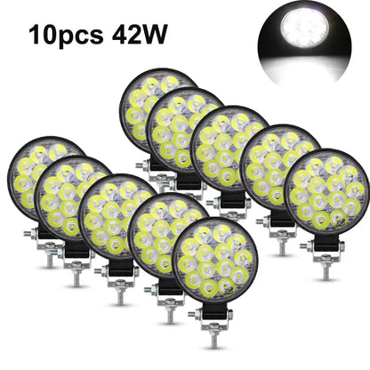 NLpearl 42W 48W Mini LED Work Light 12V 24V LED Light Bar Off Road Spotlight for Jeep Truck 4X4 Car SUV ATV Barra LED Headlights