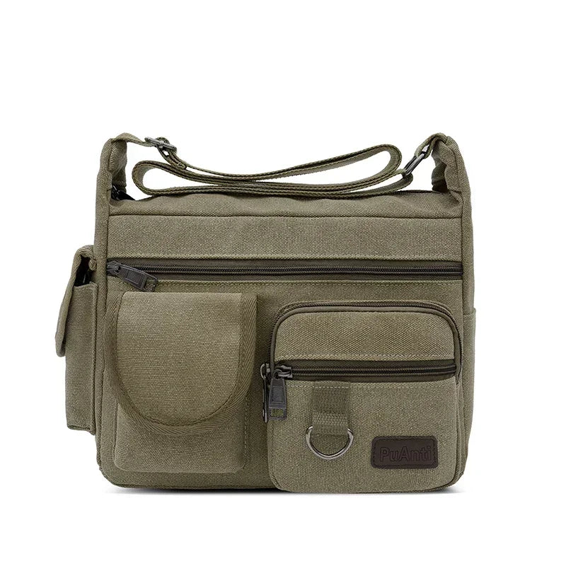 New Canvas Messenger Bag for Men Vintage Water Resistant Waxed Crossbody Bags Briefcase Padded Shoulder Bag for Male Handbag