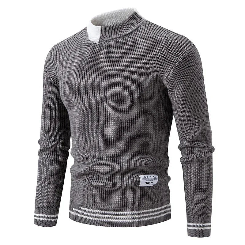 2025 High Quality Men's New Autumn and Winter Casual Warm Color Block Sweater Knit Tops Man Clothes