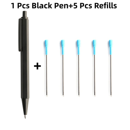 Metal Ballpoint Pens Automatic Ballpoint Pen Refill Black Blue Ink For School Office Stationery Supplies Writing 0.7mm