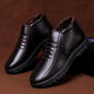 Winter Waterproof Men's Casual Leather Shoes Flannel High Top Slip-on Warm Winter Shoes for Mens Work Shoes 2024