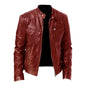 Fashion Mens Leather Jacket Slim Fit Stand Collar PU Jacket Male Anti-wind Motorcycle Lapel Diagonal Zipper Jackets Men 2024