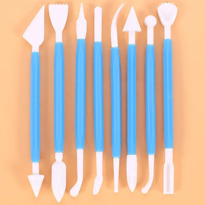 Cake Decorating 8Pcs Fondant Modelling Tools 16 Patterns Carving Flower Craft Clay Carving Pen Set Modeling Baking Accessories