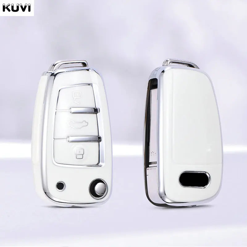 Soft TPU Car Flip Key Case Cover Holder For Audi A1 A3 A6 A6L Q2 Q3 Q7 TTS R8 S6 RS3 Key Protection Shell Fob Accessories