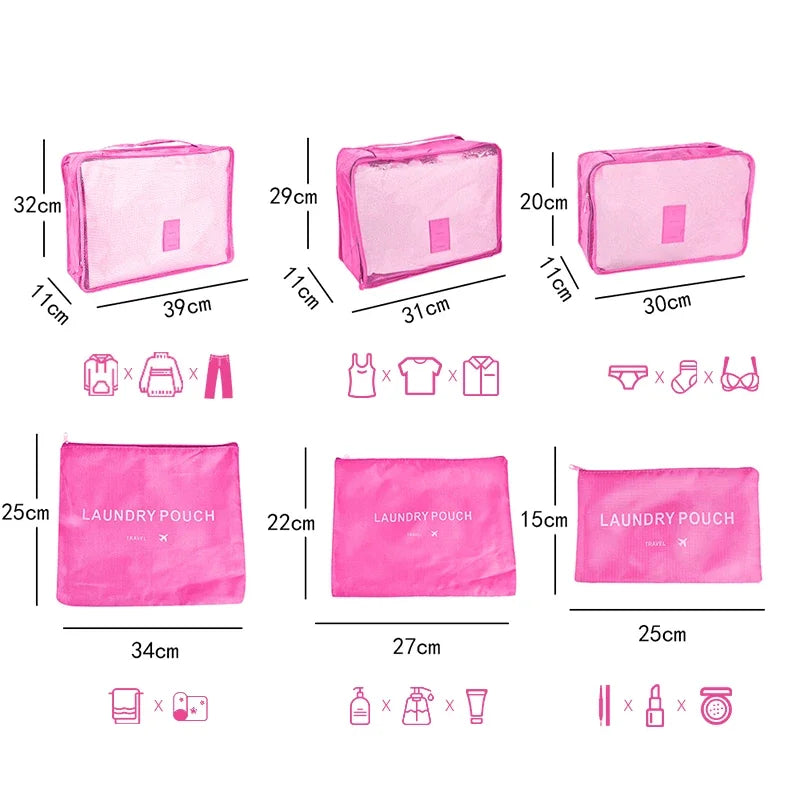 6/7 Pcs Set Travel Organizer Storage Bags Suitcase Packing Cubes Cases Portable Wardrobe Luggage Clothes Shoe Pouch Fold