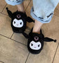 Anime Kuromi Sanrioed Plush Slippers Ears Move Kawaii Cinnamoroll My Melody Cartoon Girl Thicken Warm Home Slippers Funny Gift