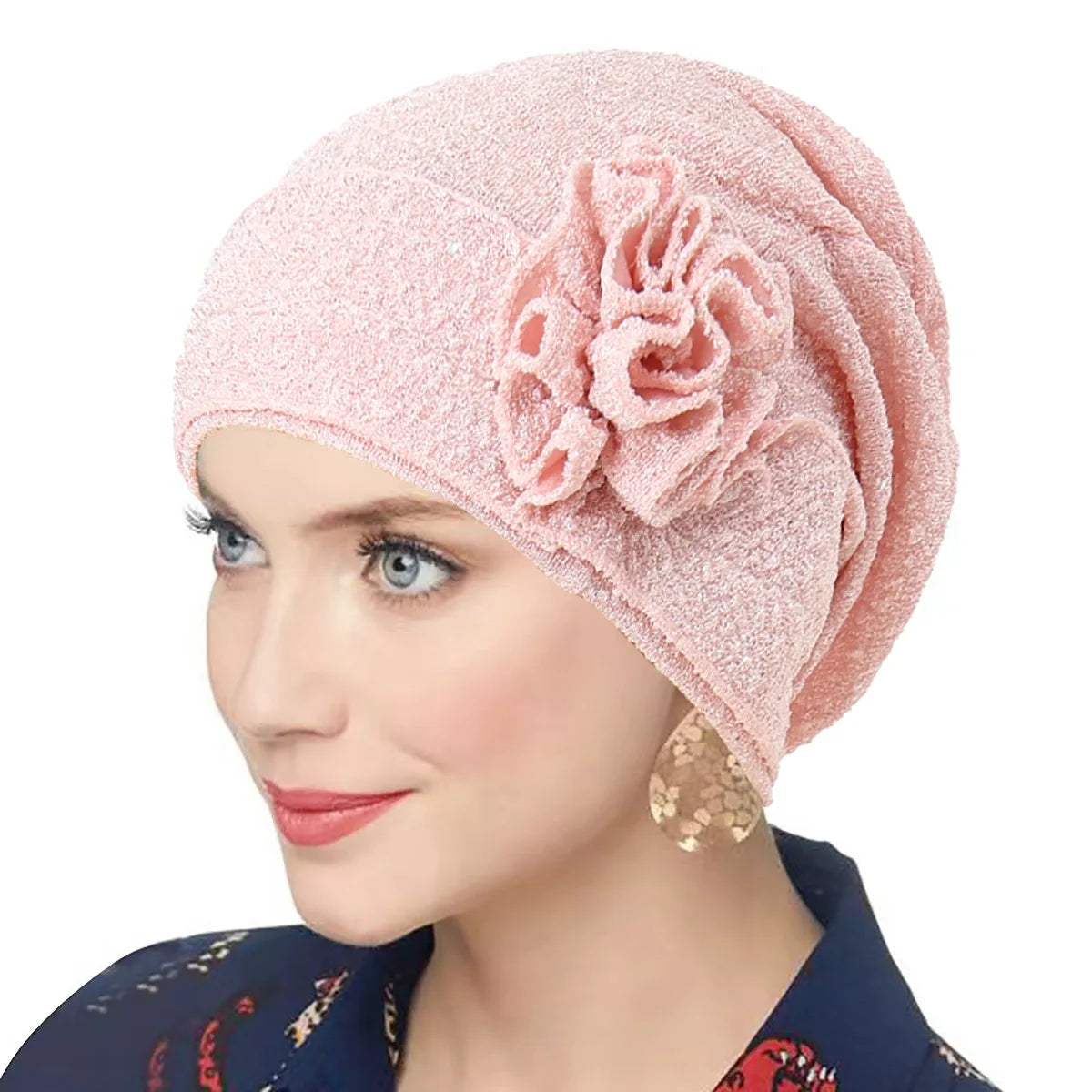 New Women Gold Silver Turban Hats Chemo Bandana Hijab Pleated Indian Cap Turbante Hat Ladies Hair Loss Headscarf Muslim Headwear