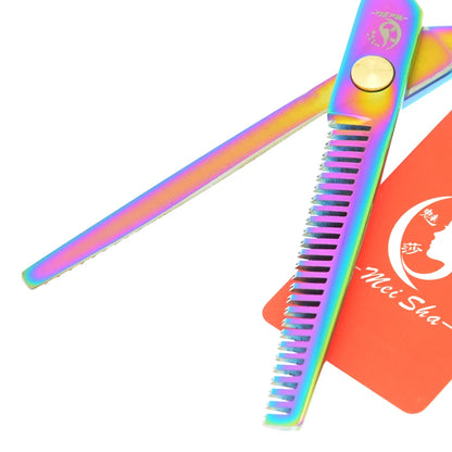 Meisha 5.5 inch Rainbow Hair Cutting Thinning Scissors Set Japanese Steel Hairdressing Shears Barber Salon Haircut Tools A0026A