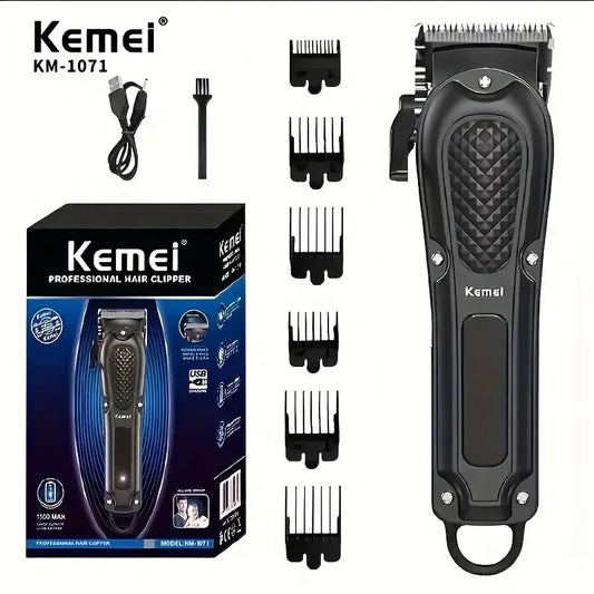 Kemei KM-1071 Electric Hair Clipper UBS Rechargeable Cordless Beard Trimmer Men Powerful Electric Hair Clipper Trimming Tool