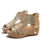 2024 New Fashion Wedge Sandals Women Summer Shoes Elegant Ladies Rome Hollow Out Sandals Female Sandalias Black Wedge Heels