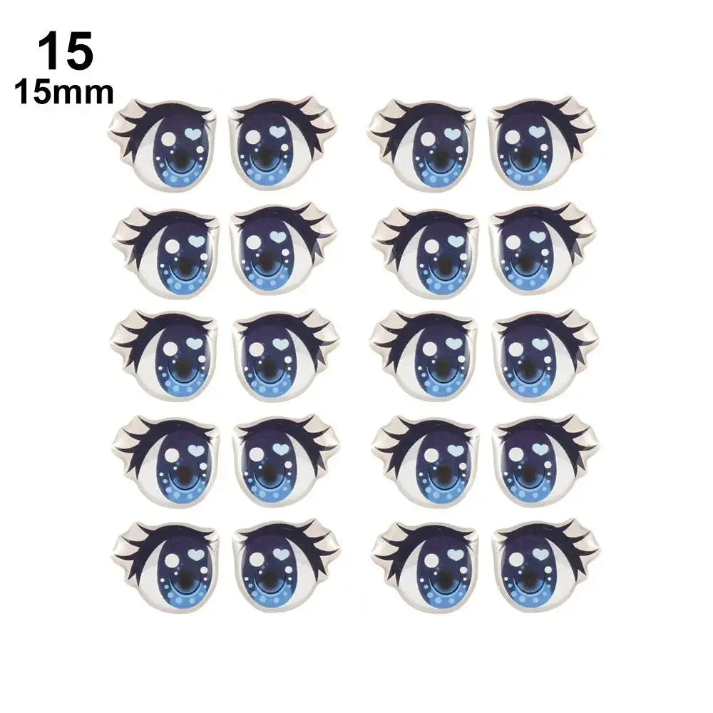 10Pairs Long Eyelashes Cute Love Cartoon Eyes Stickers Anime Figurine Doll Face Organ Paster Clay Decals DIY Doll Accessories