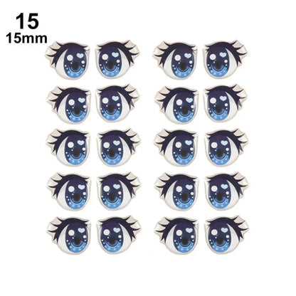 10Pairs Long Eyelashes Cute Love Cartoon Eyes Stickers Anime Figurine Doll Face Organ Paster Clay Decals DIY Doll Accessories