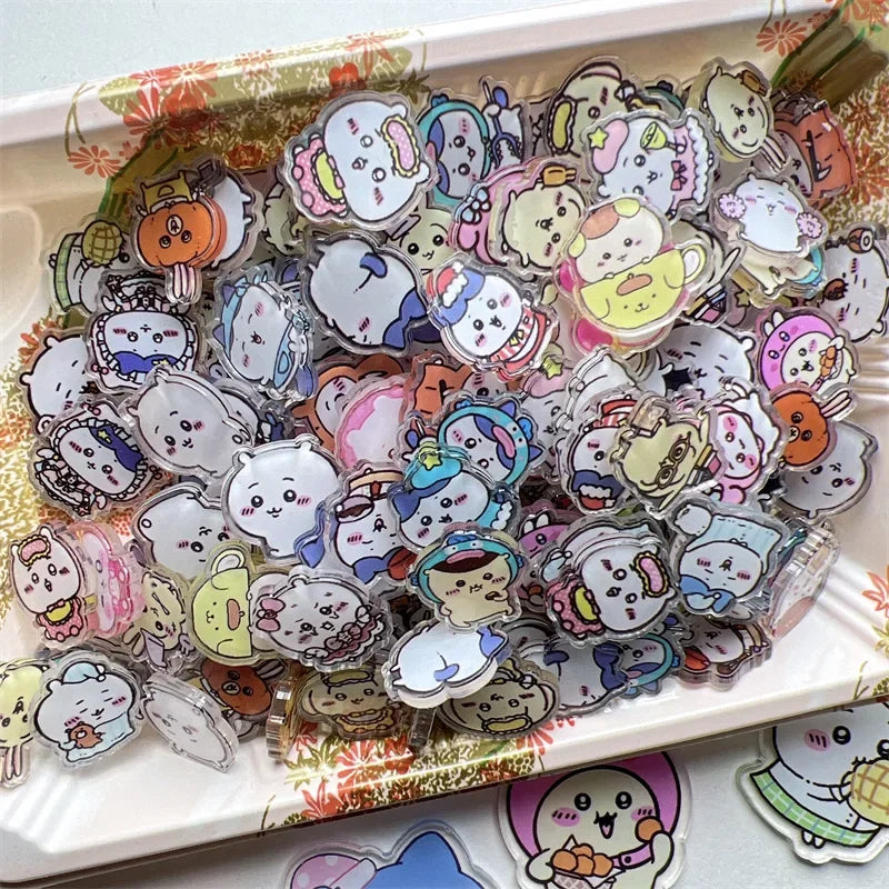 Chiikawa anime peripheral 2cm double-layer acrylic film usagi DIY hair clip decoration keychain Pendant Signboard accessories