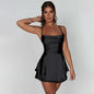 Summer New Popular European and American Style Sexy Slimming Show Solid Color Slimming Dress Short Women's