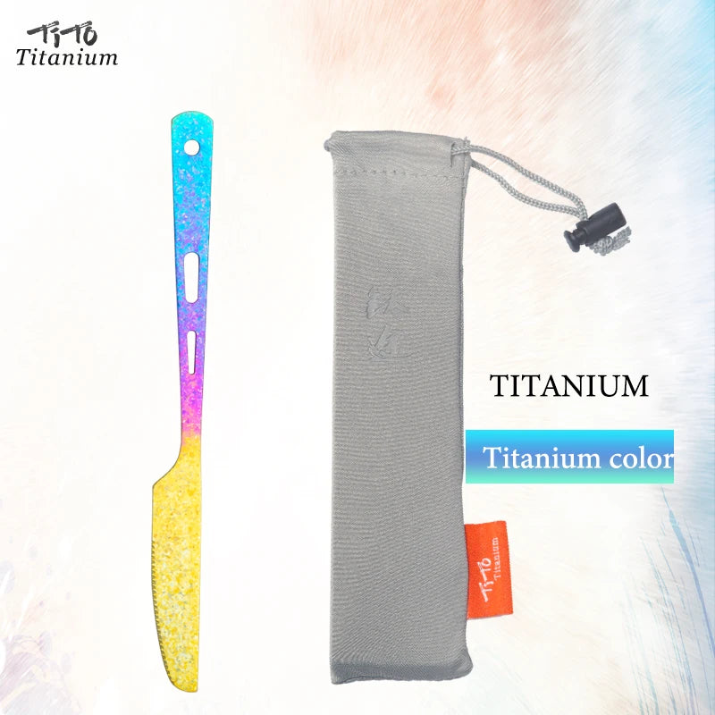 TiTo TiTanium Spork Spoon Tableware Combination Outdoor Camping Titanium Alloy Fork Collection Travel Knife Practical 3Pcs Set