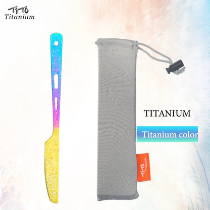 TiTo TiTanium Spork Spoon Tableware Combination Outdoor Camping Titanium Alloy Fork Collection Travel Knife Practical 3Pcs Set
