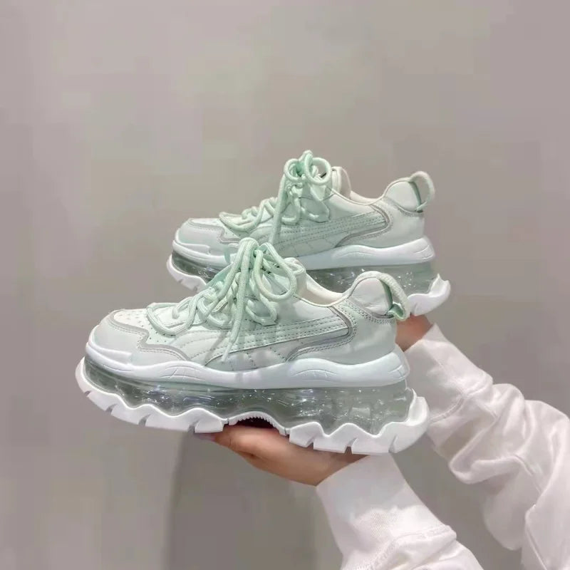 Shoes Women Sneakers Fashion Sole Design Light Color Summer Chunky Luxury Casual Sports Lace-up Basic Walking Shoes