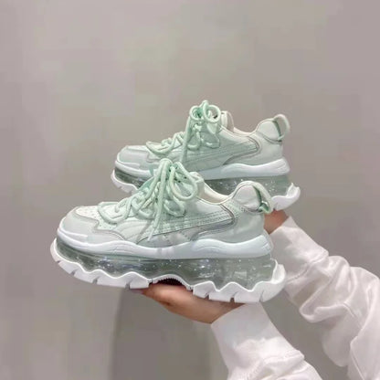 Shoes Women Sneakers Fashion Sole Design Light Color Summer Chunky Luxury Casual Sports Lace-up Basic Walking Shoes