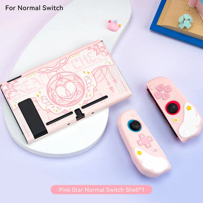 GeekShare Protective Case for Nintendo Switch OLED NS Game Accessories Pink Star 3D Silicone Switch OLED Shell High Quality