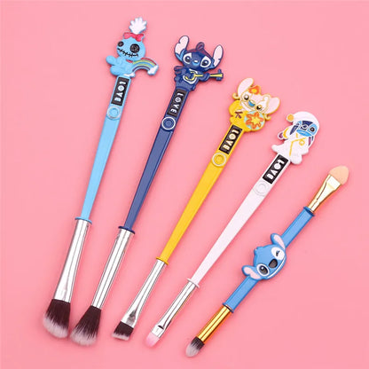 5pcs/lot Lilo and Stitch Cartoon Figure Makeup Brush Anime Cute Stitch Dolls Model for Women Girl Makeup Brush