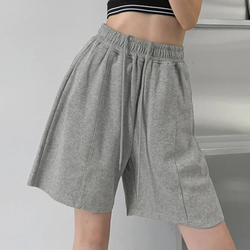 Lucyever Blue Pink Black Women's Shorts 2025 Summer High Waist Wide Leg Shorts for Women Casual Loose Soft Sports Short Pants