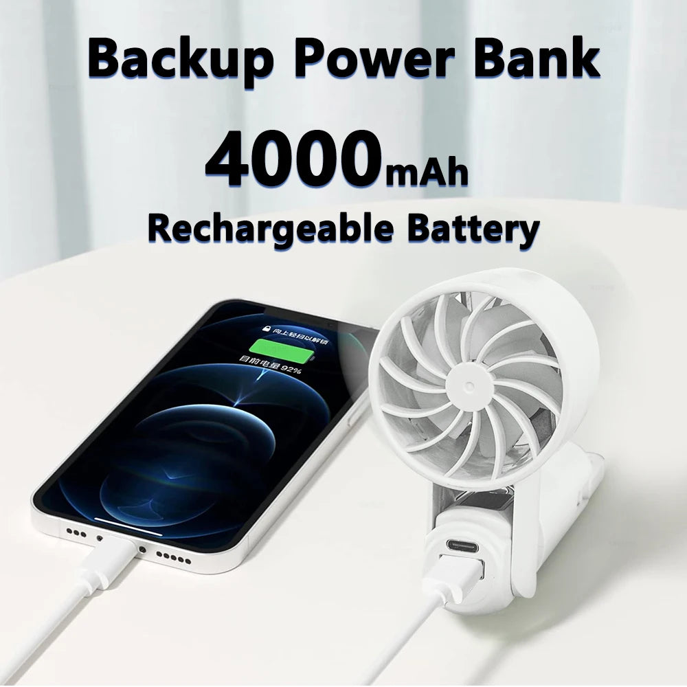 Portable Handheld Turbo Fan Folding Mini Portable Hand Fan USB Rechargeable 4000mAh Battery Electric Cooling Fan Mini Fan Cooler