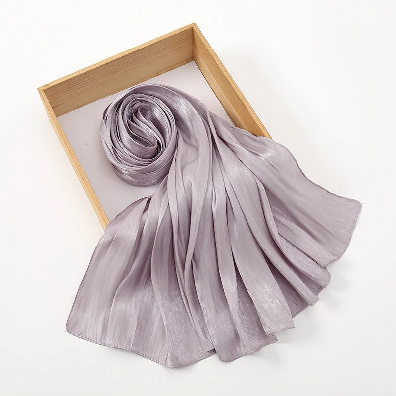 New Premium Silk Crinkle Hijab Scarf Women Shawls Plain Muslim Women Hijabs Breathab Islam Women Turban Pleated Scarf Ramadan