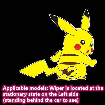Pokemon Cute Pikachu Reflective Wiper Decorative Stickers Car Rear Window Wagging Tail Modification Decals Children's Toys