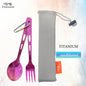 TiTo TiTanium Spork Spoon Tableware Combination Outdoor Camping Titanium Alloy Fork Collection Travel Knife Practical 3Pcs Set