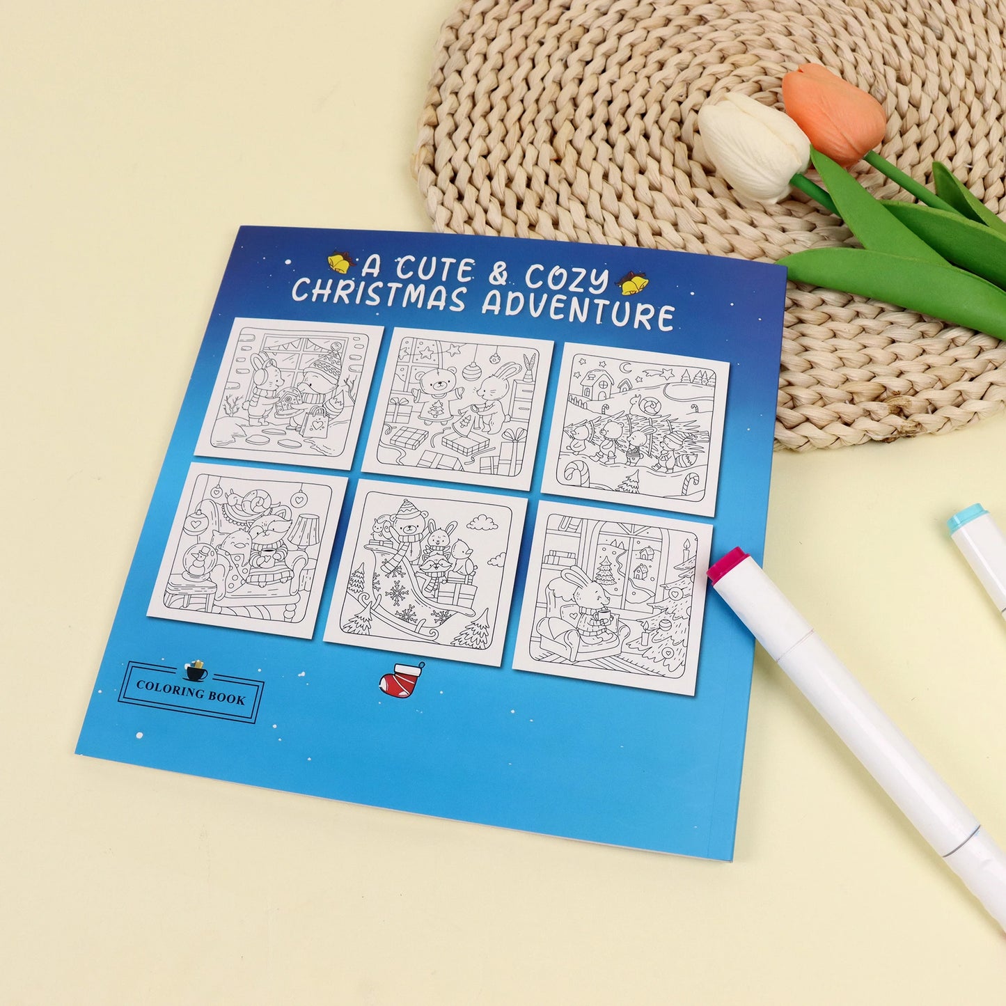 Coloring Book For Adults And Teens Featuring Adorable Christmas Creatures Cartoon Coloring Book To Relax In A Cozy Hygge Moment