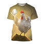 2024 Fashion Graphic Chicken 3D Printing Men's T-shirt Funny Anime Chicken Unisex Casual Short Sleeve tees tops