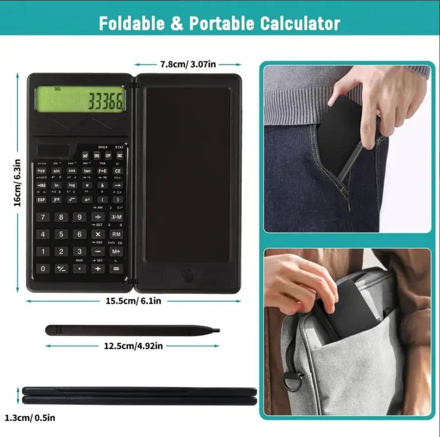 The scientific calculator and notepad desk three-in-one folding function calculator supports solar energy and button batteries
