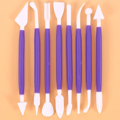 Cake Decorating 8Pcs Fondant Modelling Tools 16 Patterns Carving Flower Craft Clay Carving Pen Set Modeling Baking Accessories