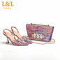 2024 Newest INS Pink Color Elegant High Heels Nigeria Popular Design African Ladies Shoes And Bag Set for Wedding Party
