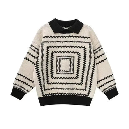Korean Children's Sweaters Retro Style Boys Fall and Winter Thickening New Winter Baby Knit Shirt Lapel Polo Collar Knit Sweater