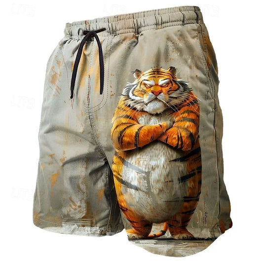 3D Print Tiger Sheep Chicken Rabbit Short Pants For Men Animal Pattern Beach Shorts Summer Hawaiian Board Shorts Kid Swim Trunks