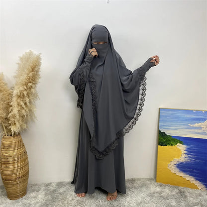 Hijab Dress Kimono Islamic Abayas For Women 2 Sets Muslim Women's clothing Kimono Islamic Scarf Dress Dubai Ramdan Khimar Kaftan
