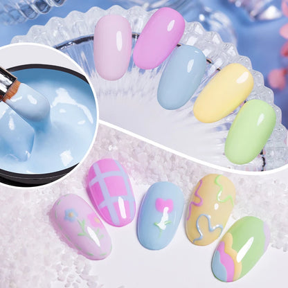 BOZLIN 5ML Color Solid Nail Gel Colorful Painting Nail Art Varnish Semi Permanent Solid Polish UV Nail Gel Top Coat Manicure