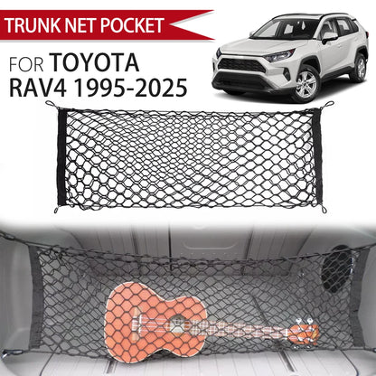 For Toyota RAV4 1995-2025 Car Rear Cargo Net Adjustable Stretch Elastic Storage Organization Net 1999 2001 2024