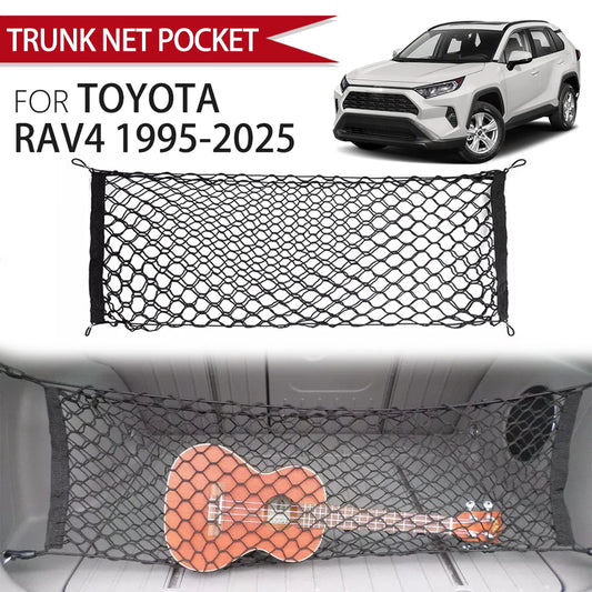 For Toyota RAV4 1995-2025 Car Rear Cargo Net Adjustable Stretch Elastic Storage Organization Net 1999 2001 2024