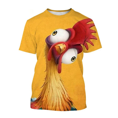 2024 Fashion Graphic Chicken 3D Printing Men's T-shirt Funny Anime Chicken Unisex Casual Short Sleeve tees tops