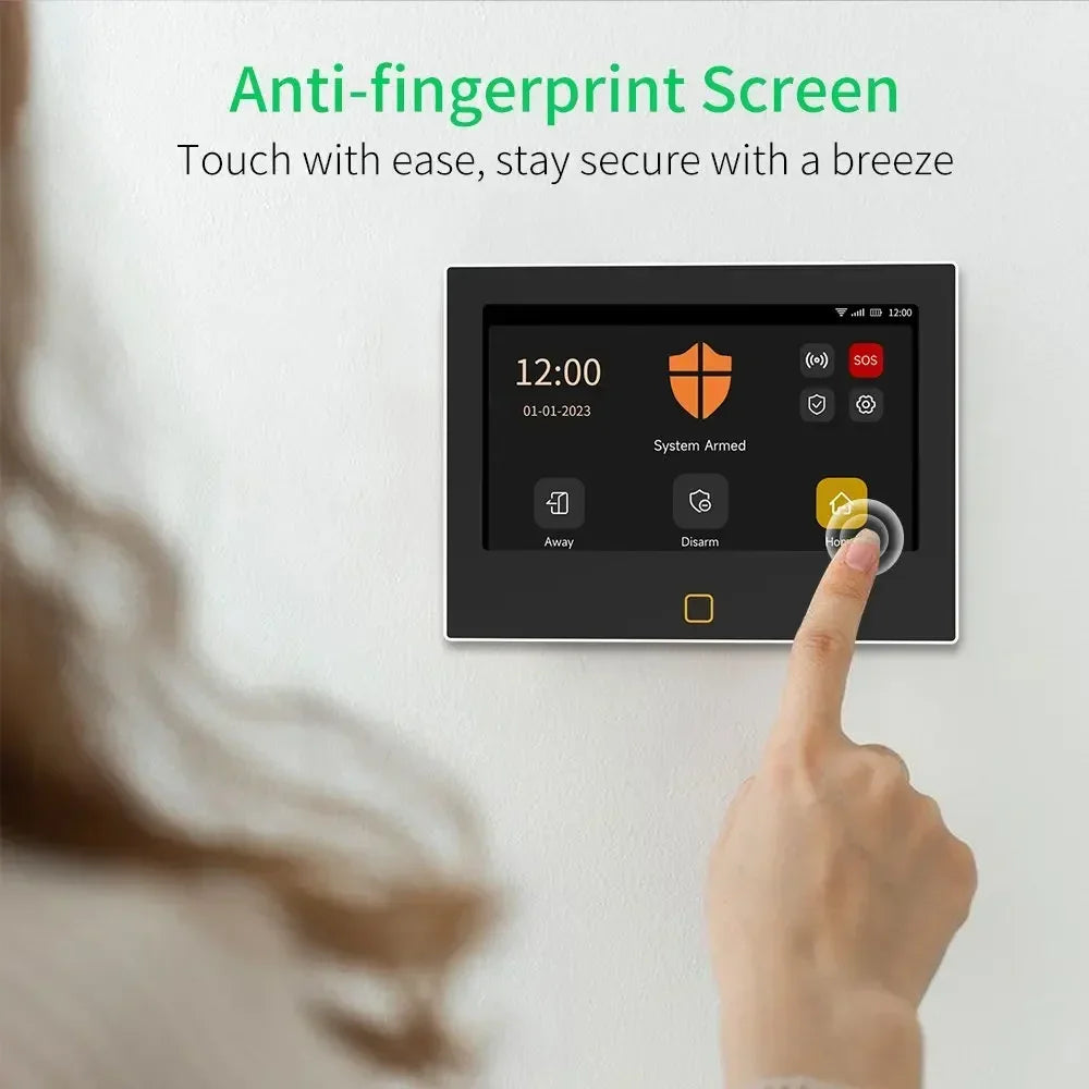 7 Inch Smart WiFi Home Alarm Panel Big Screen 4G Full Touch Tuya Smart Life Alarm Host Systems Kits Security Home Protection