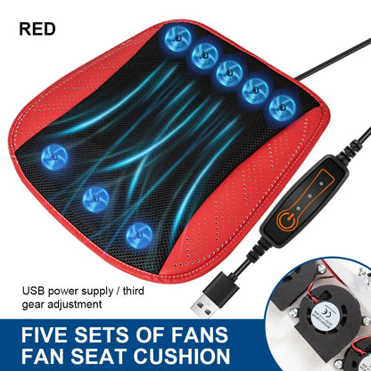 Universal Car Seat Summer Cool Air Seat Cushion With USB Fan Fast Blowing Ventilation Seat Cooling Refrigerated Car Seat