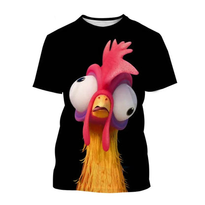 2024 Fashion Graphic Chicken 3D Printing Men's T-shirt Funny Anime Chicken Unisex Casual Short Sleeve tees tops