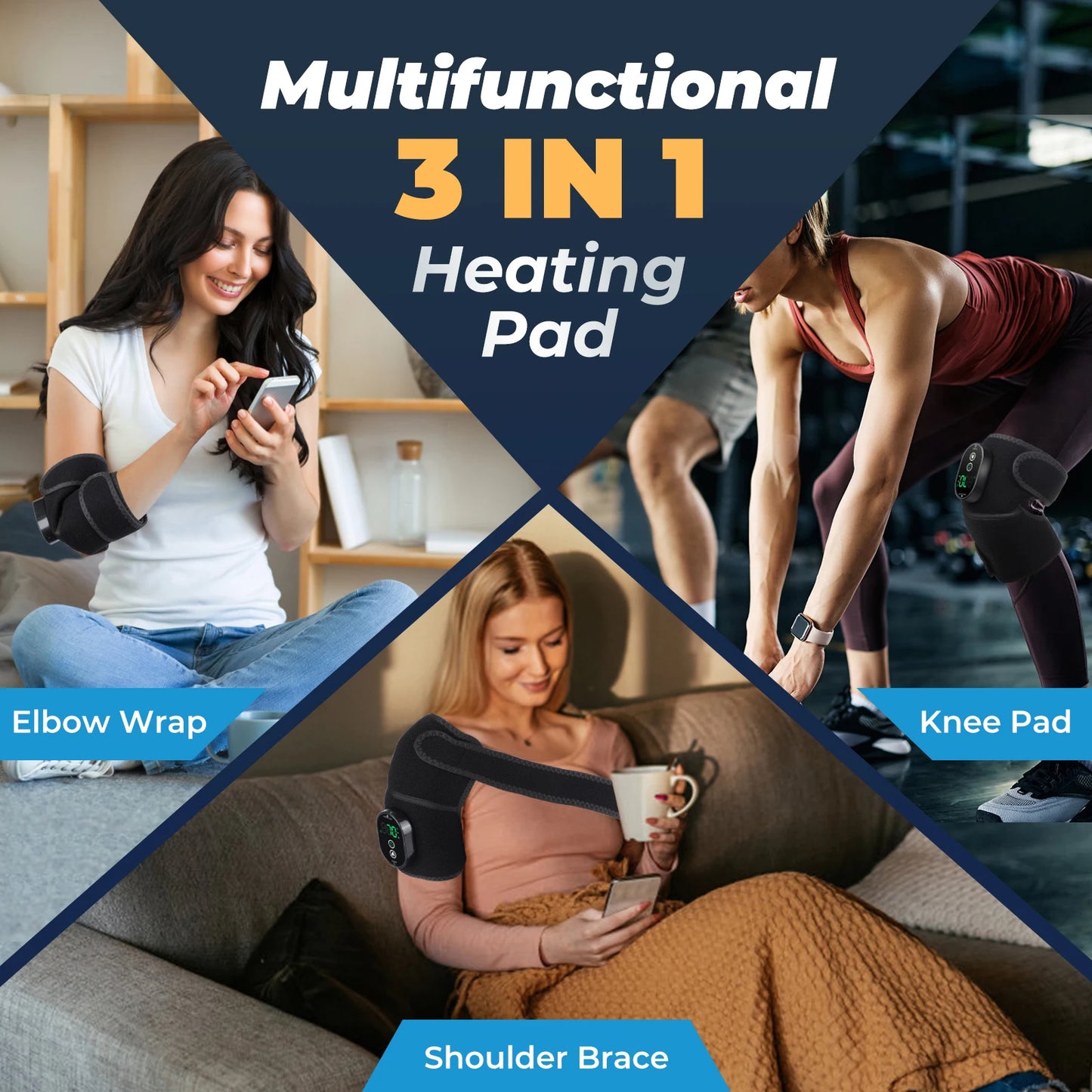 Electric Heating Shoulder Massage Pad Hot Compress Knee Massager Elbow Support Brace Vibration Massage